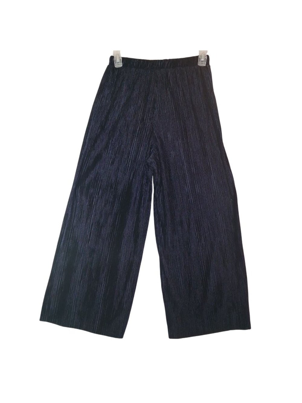 Ces Femme Navy Blue Wide-Leg Pleated Pants -Elastic Waist-NEW